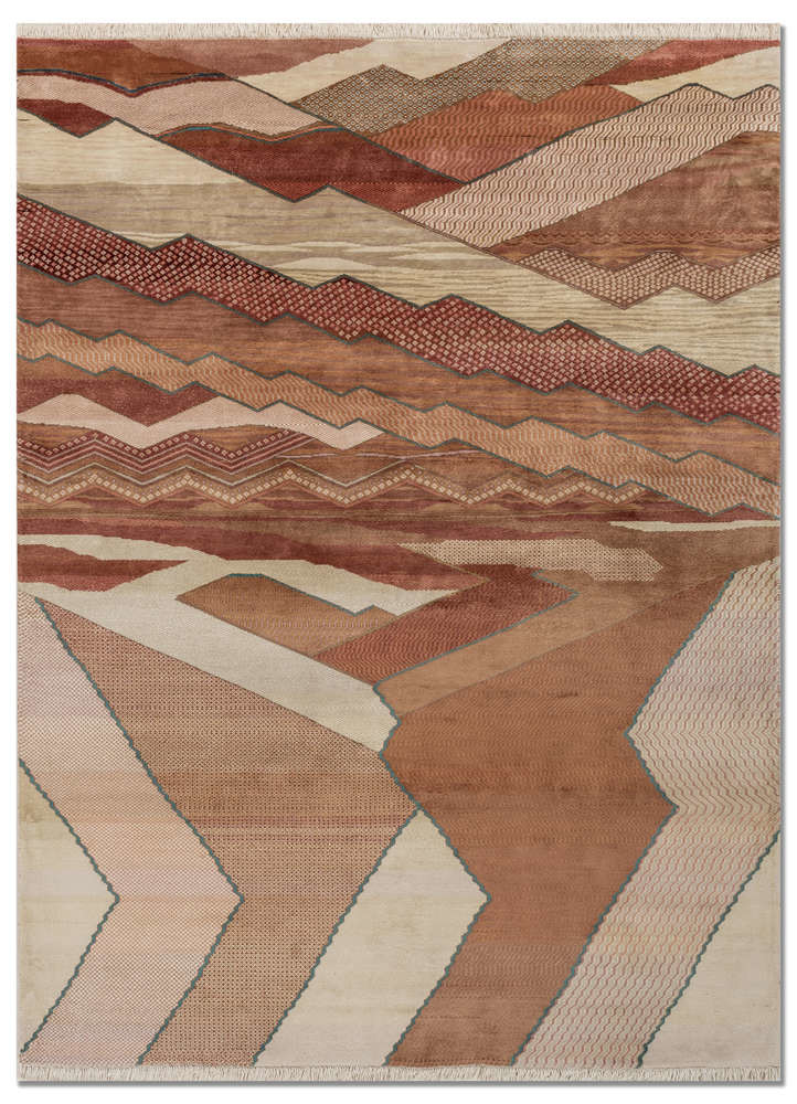  red and orange silk Hand Knotted Rug