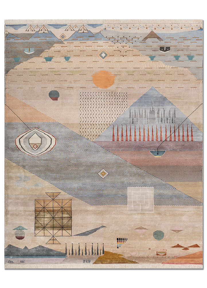  ivory silk Hand Knotted Rug