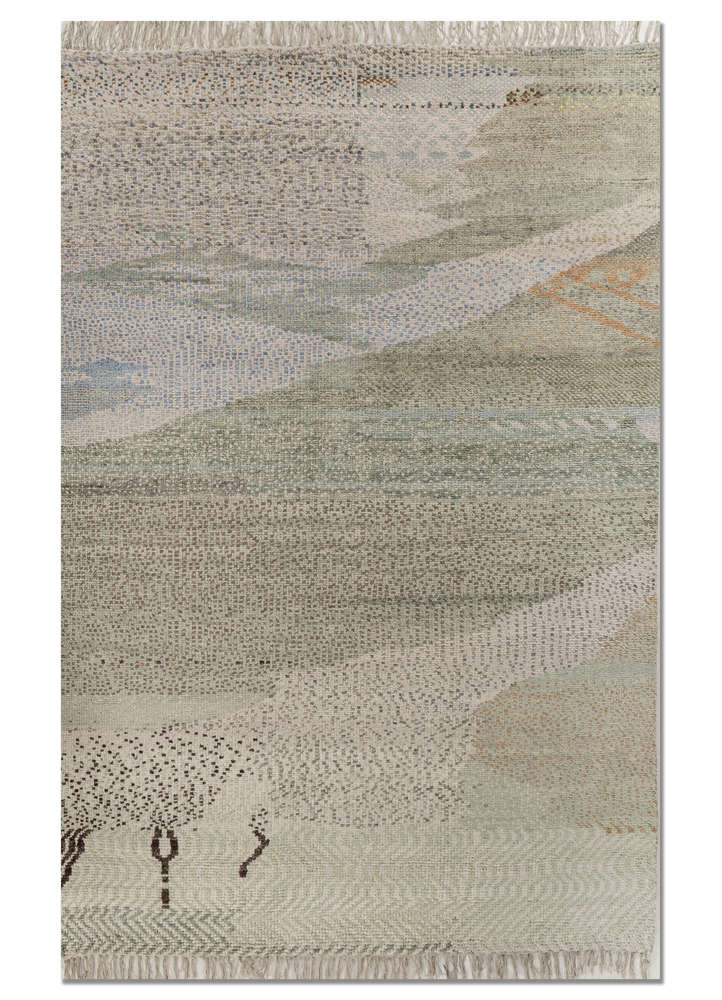 Maya green wool Hand Knotted Rug