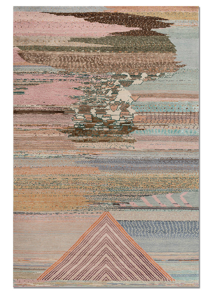 Sahyog blue wool and bamboo silk Hand Knotted Rug
