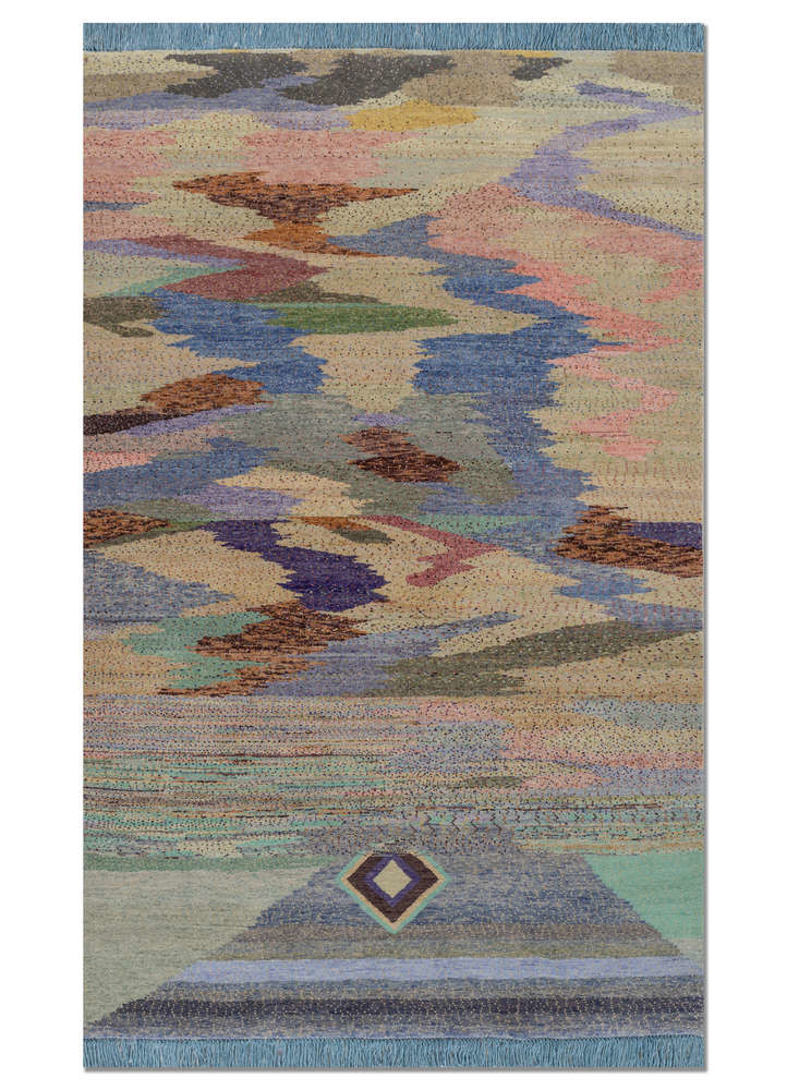 manchaha pink and purple wool Hand Knotted Rug - HeadShot manchaha pink and purple wool Hand Knotted Rug - HeadShot