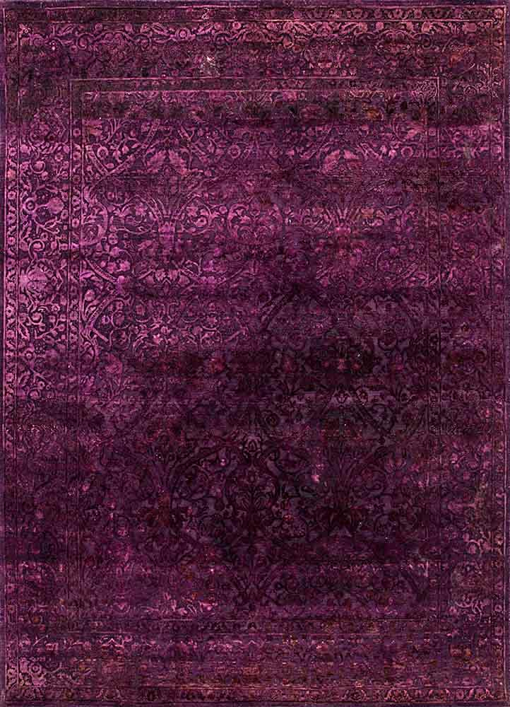  pink and purple wool and silk Hand Knotted Rug