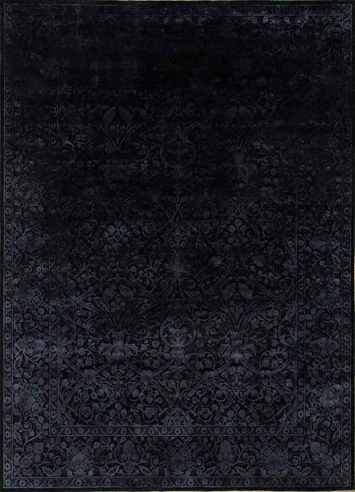 far east grey and black wool and silk Hand Knotted Rug - HeadShot far east grey and black wool and silk Hand Knotted Rug - HeadShot