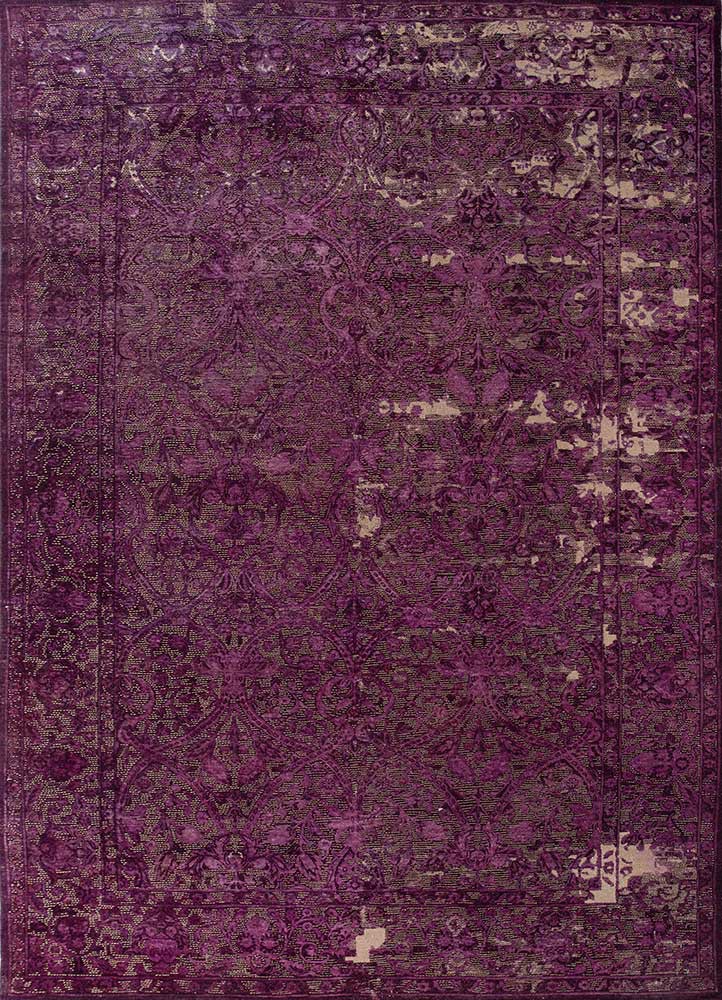  pink and purple wool and silk Hand Knotted Rug