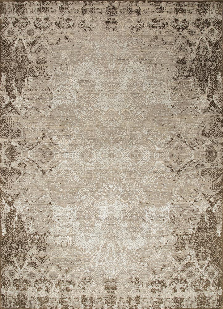 far east grey and black wool and silk Hand Knotted Rug - HeadShot