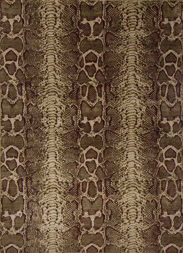 beige and brown wool and silk Hand Knotted Rug