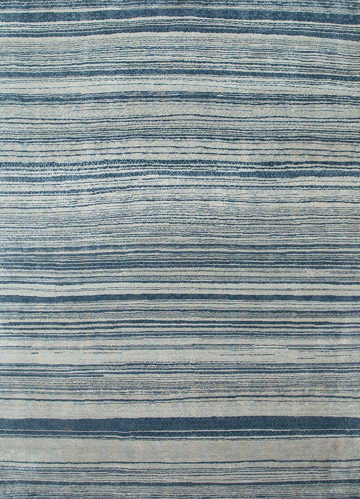 viscaya blue wool and silk Hand Knotted Rug - HeadShot