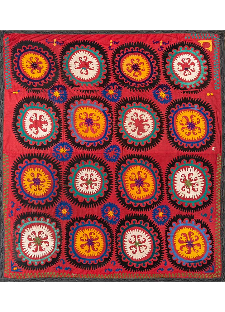 jean red and orange cotton Hand Loom Rug - HeadShot