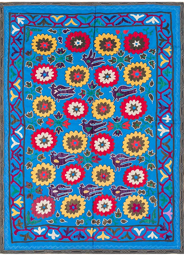 jean blue cotton Hand Loom Rug - HeadShot