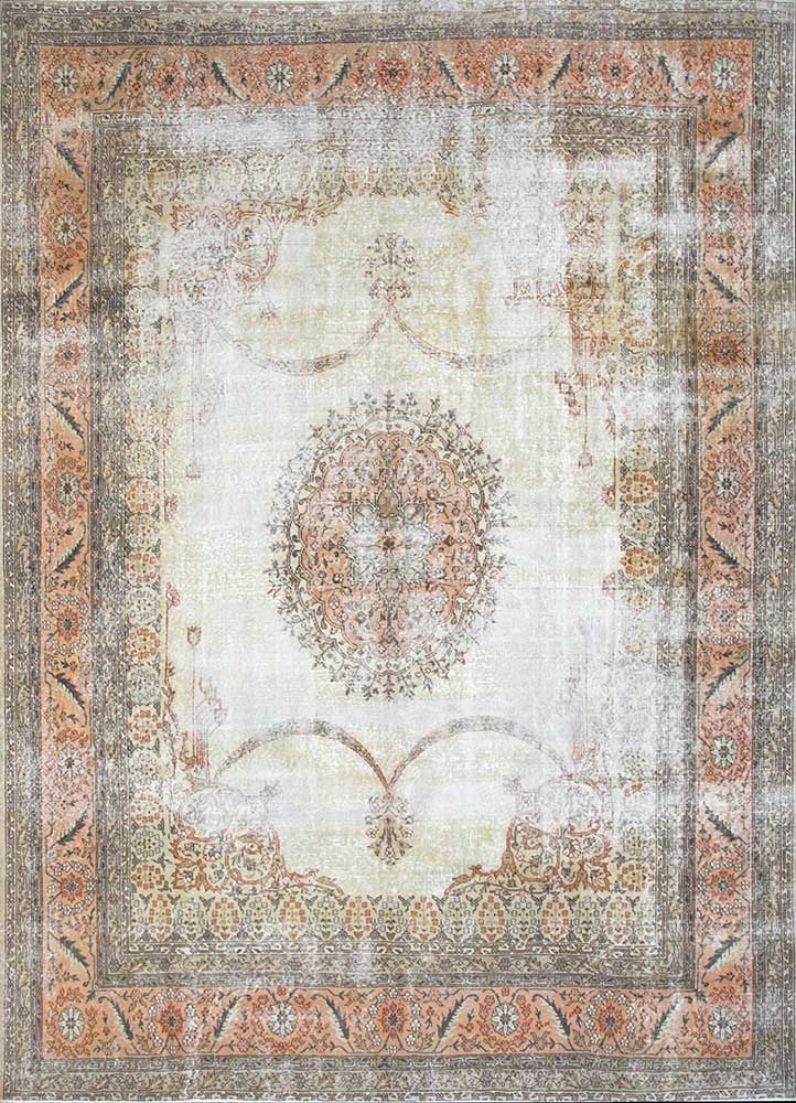 vintage gold wool Hand Knotted Rug - HeadShot