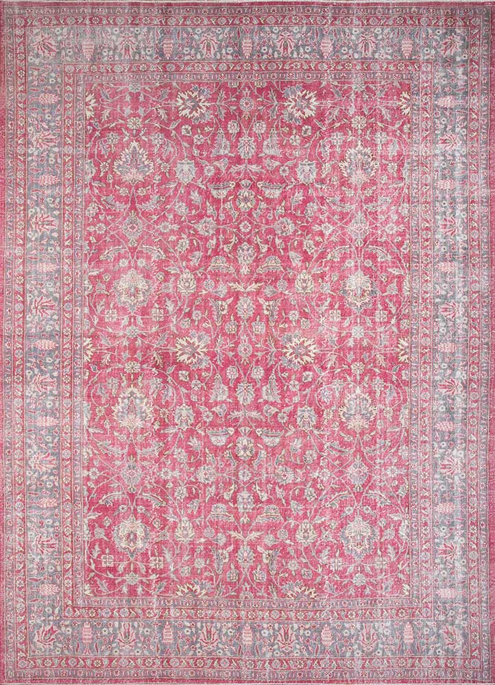 vintage red and orange wool Hand Knotted Rug - HeadShot