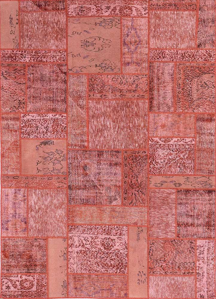  red and orange wool Hand Knotted Rug