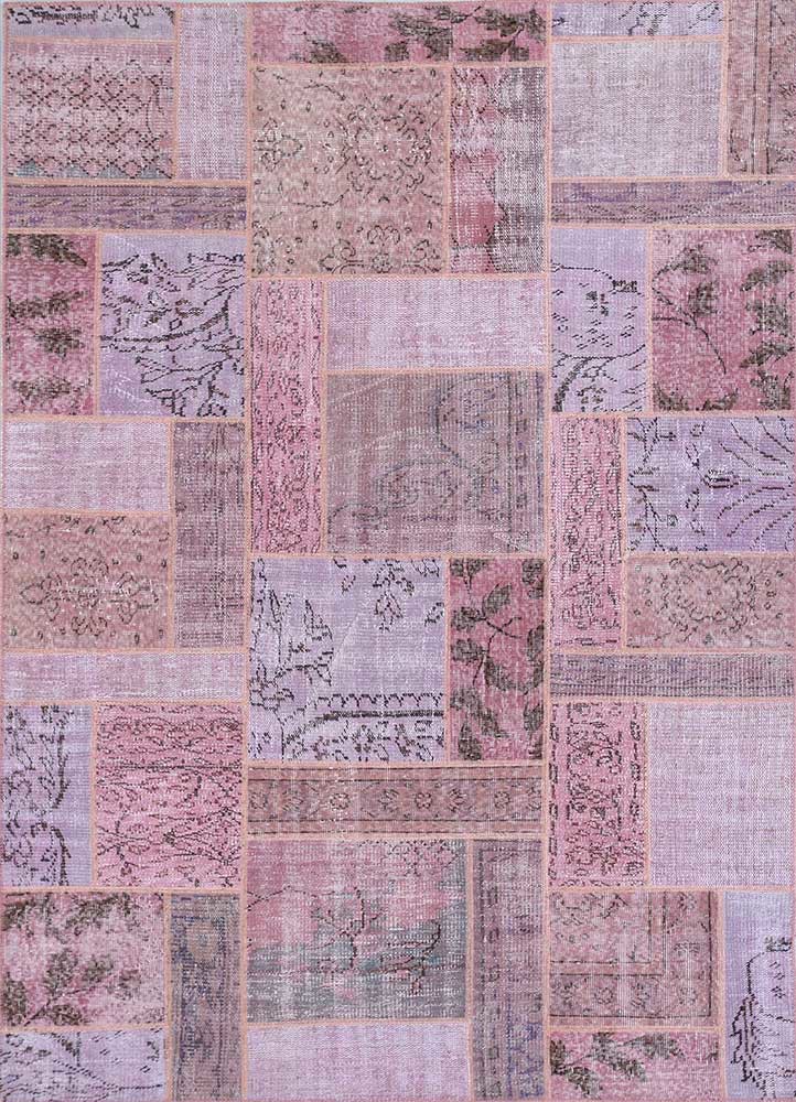  pink and purple wool Hand Knotted Rug