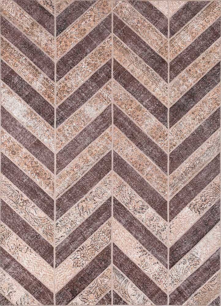  beige and brown wool Hand Knotted Rug