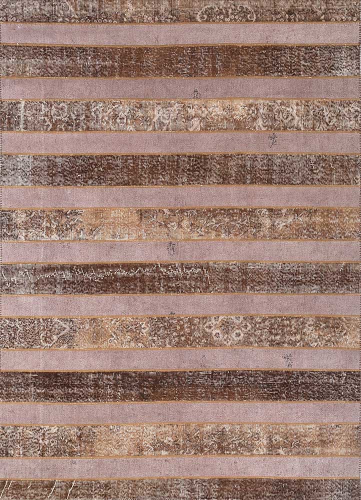  beige and brown wool Hand Knotted Rug
