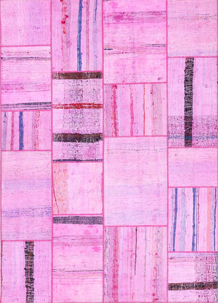provenance pink and purple wool Hand Knotted Rug - HeadShot