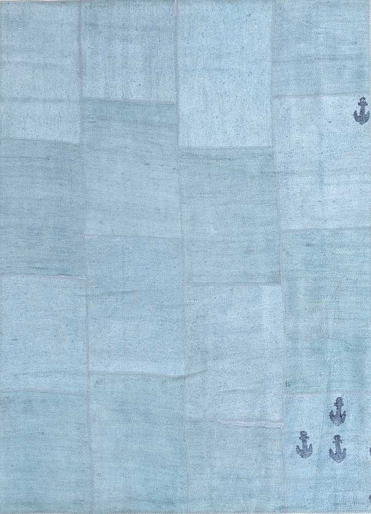  blue wool Hand Knotted Rug