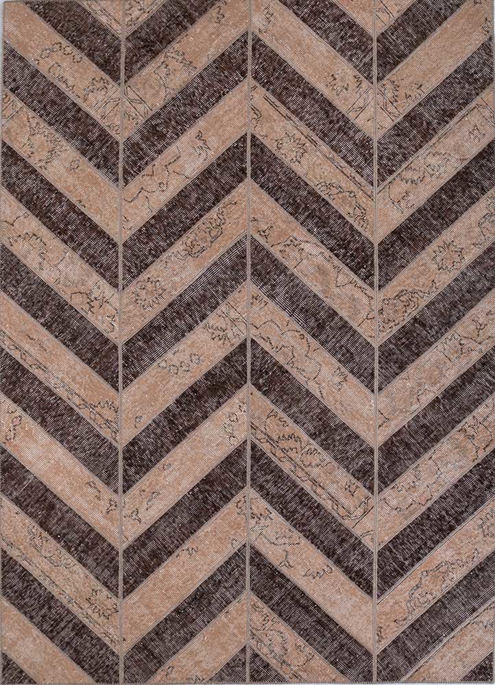  beige and brown wool Hand Knotted Rug