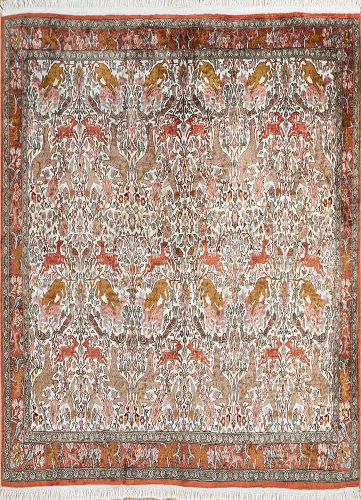 gulmarg ivory silk Hand Knotted Rug - HeadShot