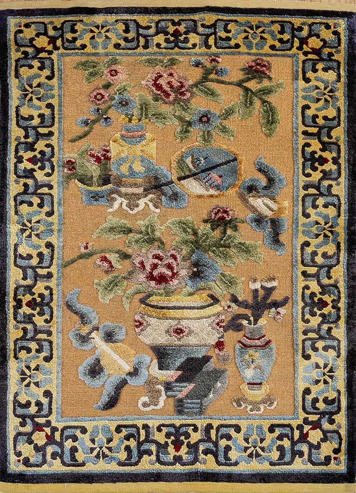 gulmarg gold silk Hand Knotted Rug - HeadShot