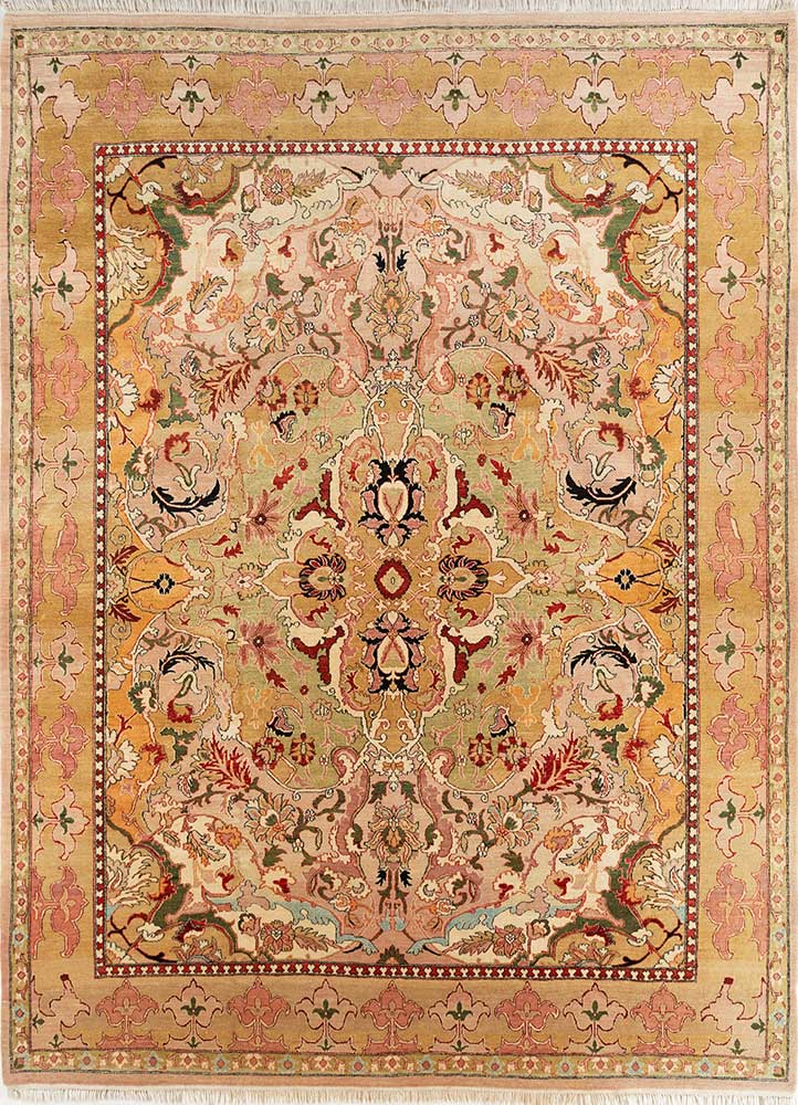 cyanna gold wool Hand Knotted Rug - HeadShot