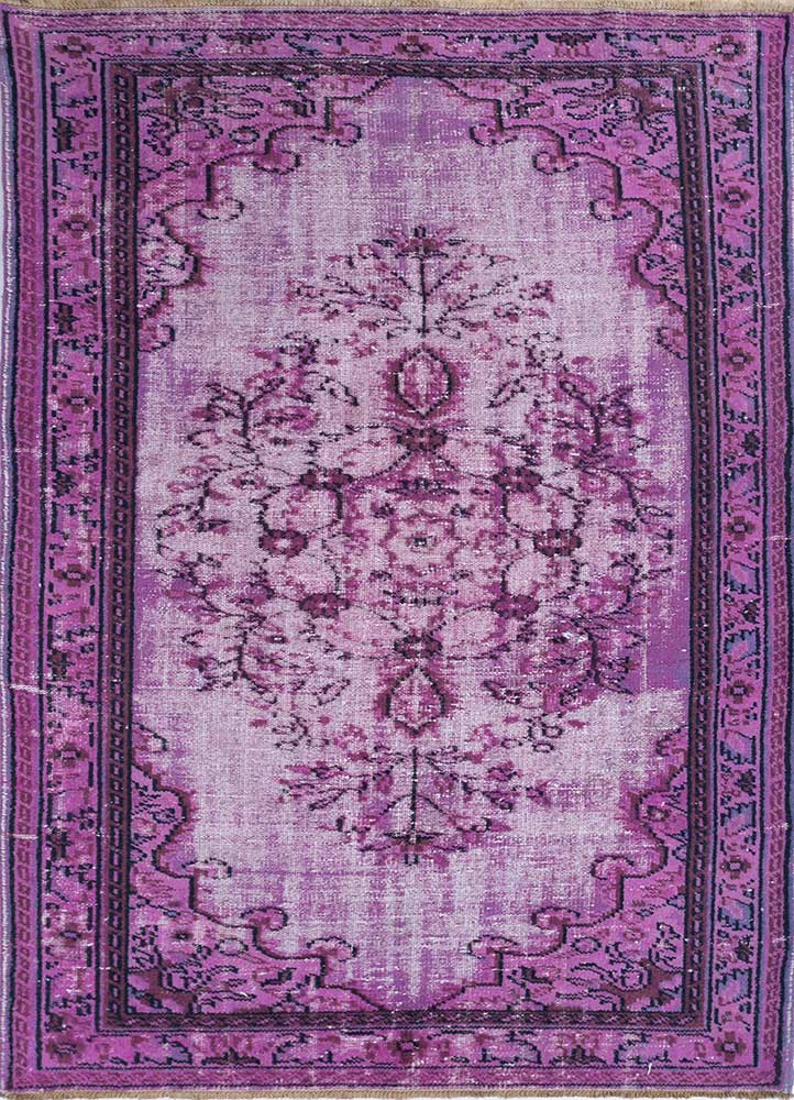 lacuna pink and purple wool Hand Knotted Rug - HeadShot