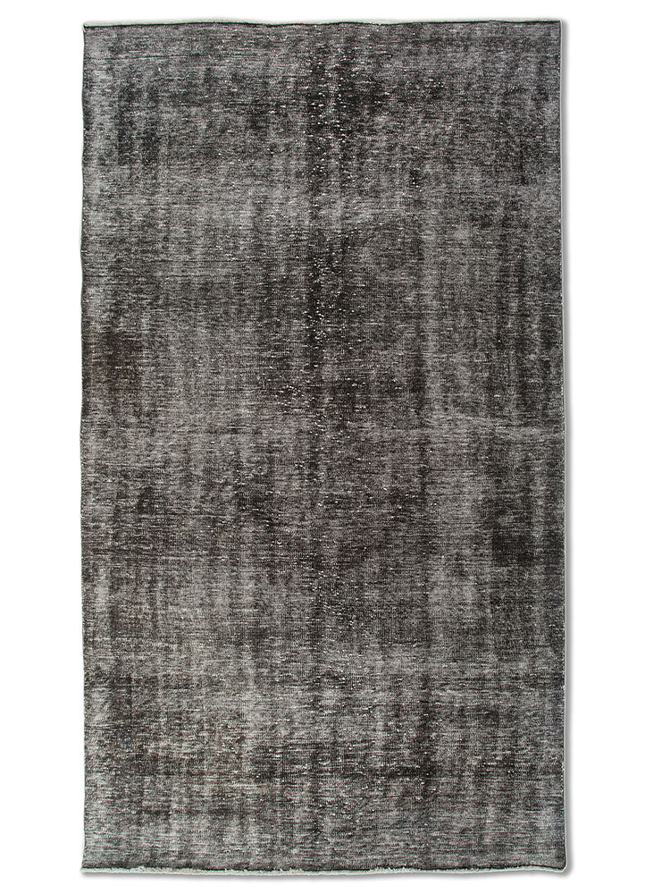 vintage grey and black wool Hand Knotted Rug - HeadShot