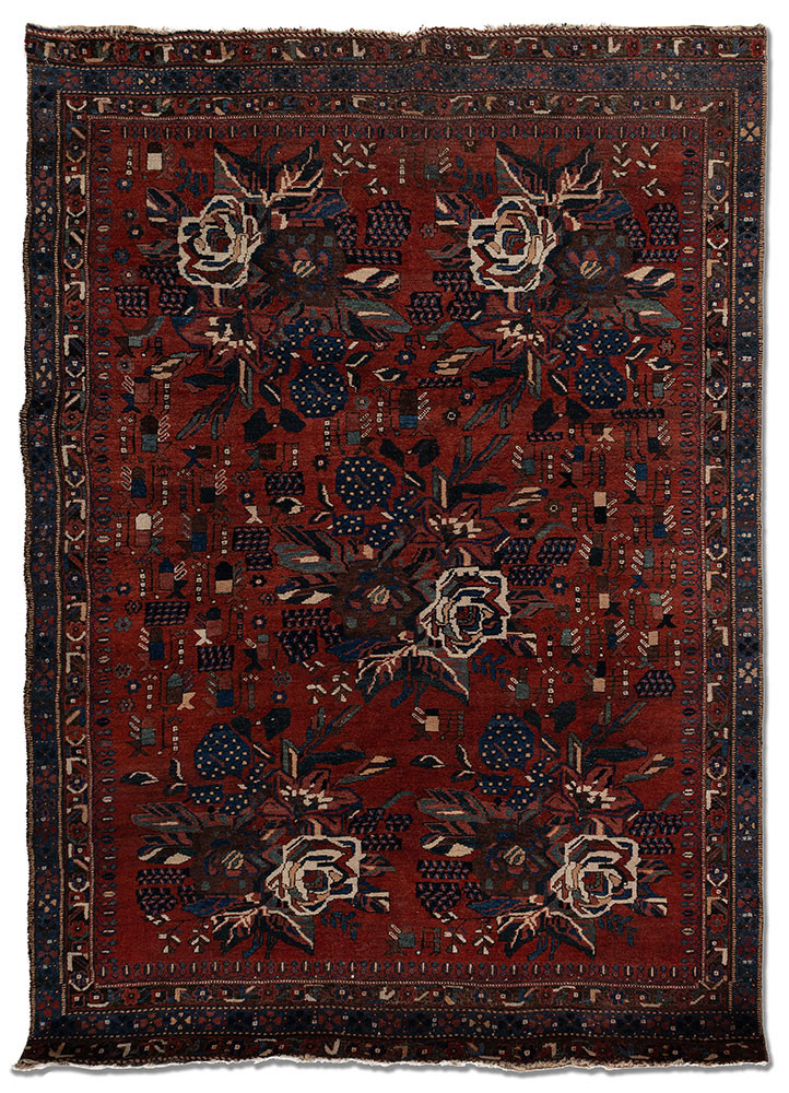  red and orange wool Hand Knotted Rug