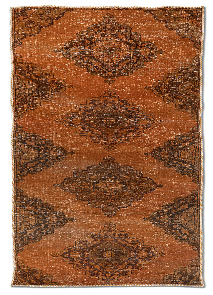  red and orange wool Hand Knotted Rug
