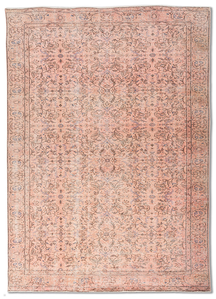 vintage pink and purple wool Hand Knotted Rug - HeadShot