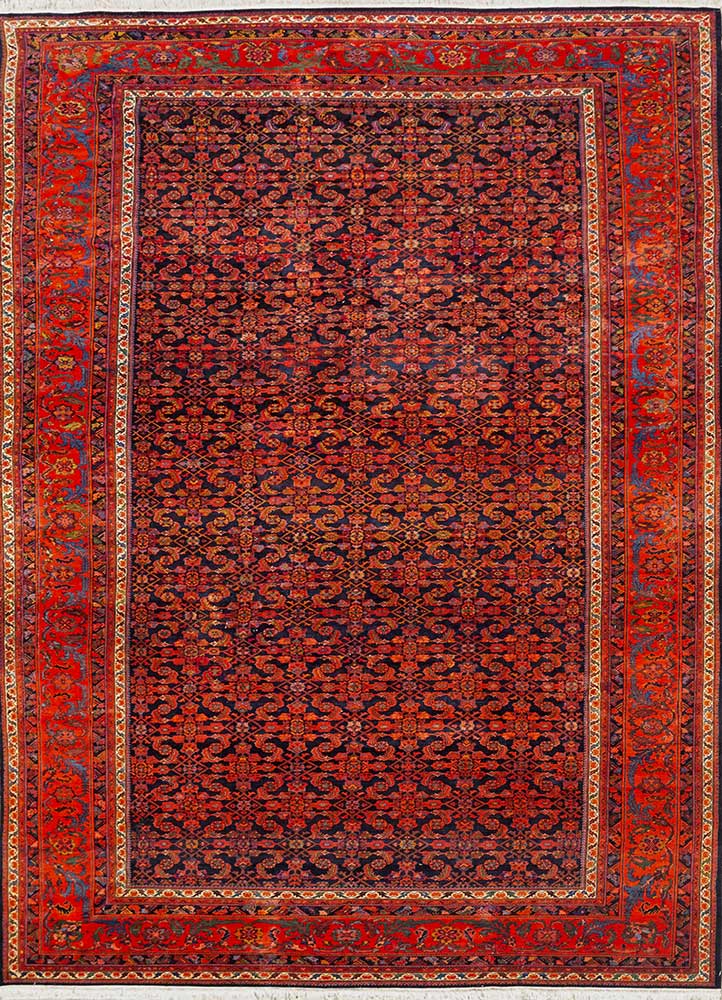 aalam blue wool Hand Knotted Rug - HeadShot