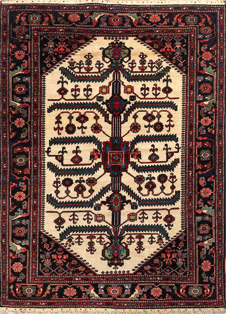 aalam ivory wool Hand Knotted Rug - HeadShot