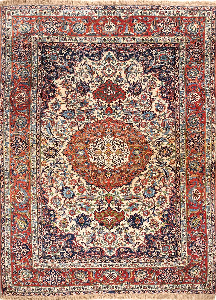 aalam ivory wool Hand Knotted Rug - HeadShot