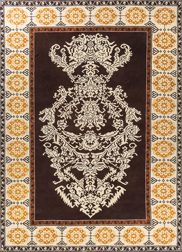 Tunisia (C.1960) beige and brown wool Hand Knotted Rug