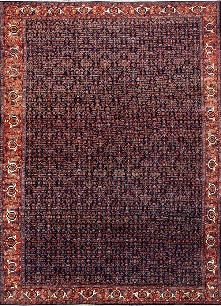 aalam blue wool Hand Knotted Rug - HeadShot