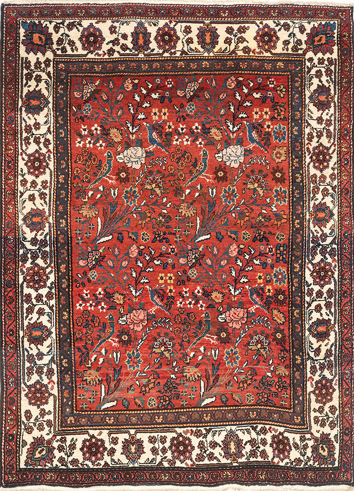 Hamadan, Iran (C.1940) red and orange wool Hand Knotted Rug