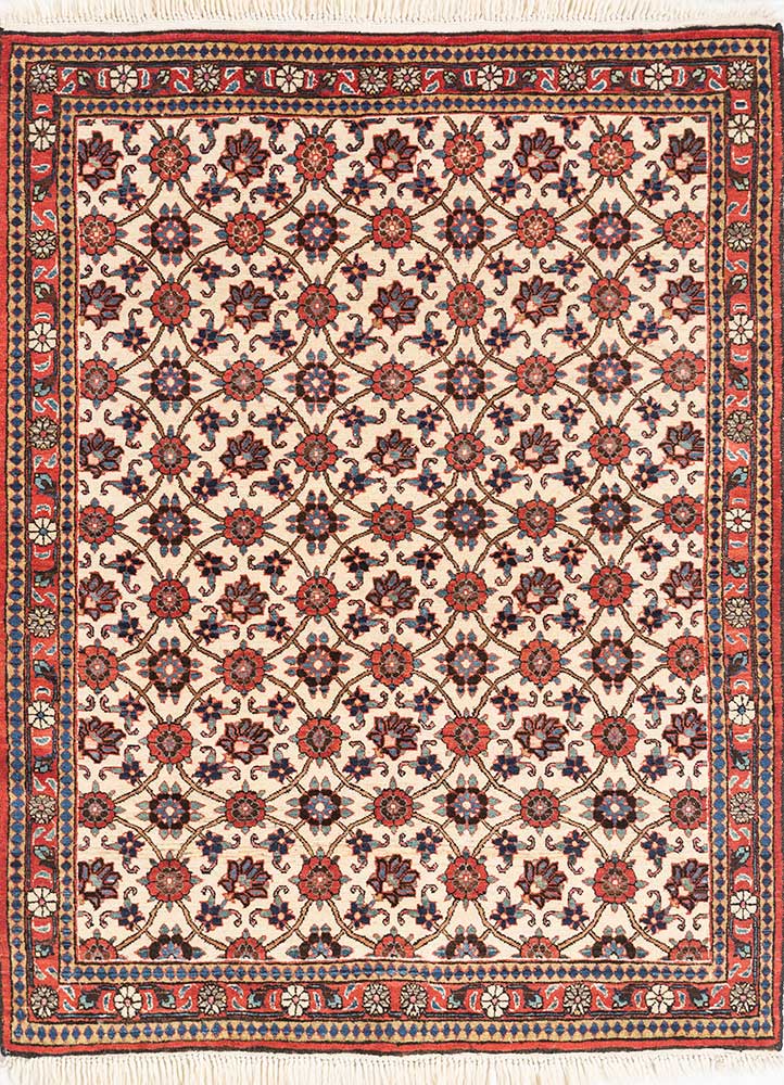 aalam ivory wool Hand Knotted Rug - HeadShot