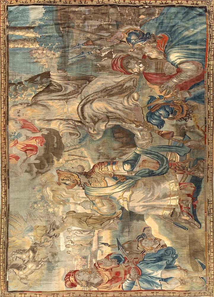 Brussels, Europe (C.1600) green wool Hand woven Rug