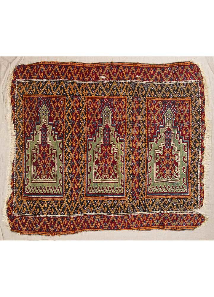 bespoke sile red and orange wool Wall Art Rug - HeadShot bespoke sile red and orange wool Wall Art Rug - HeadShot