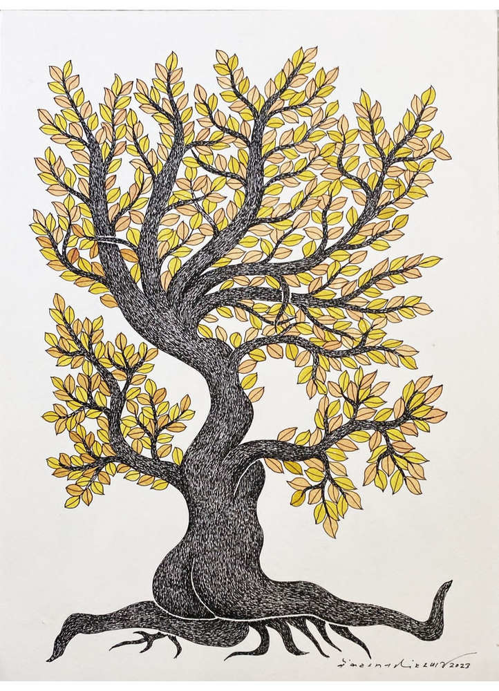 Monocrome Tree neutral  Art Work Rug