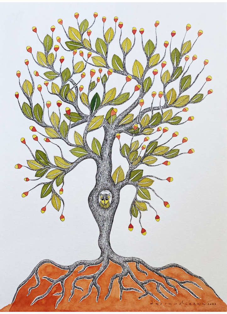 Colorful Tree neutral  Art Work Rug