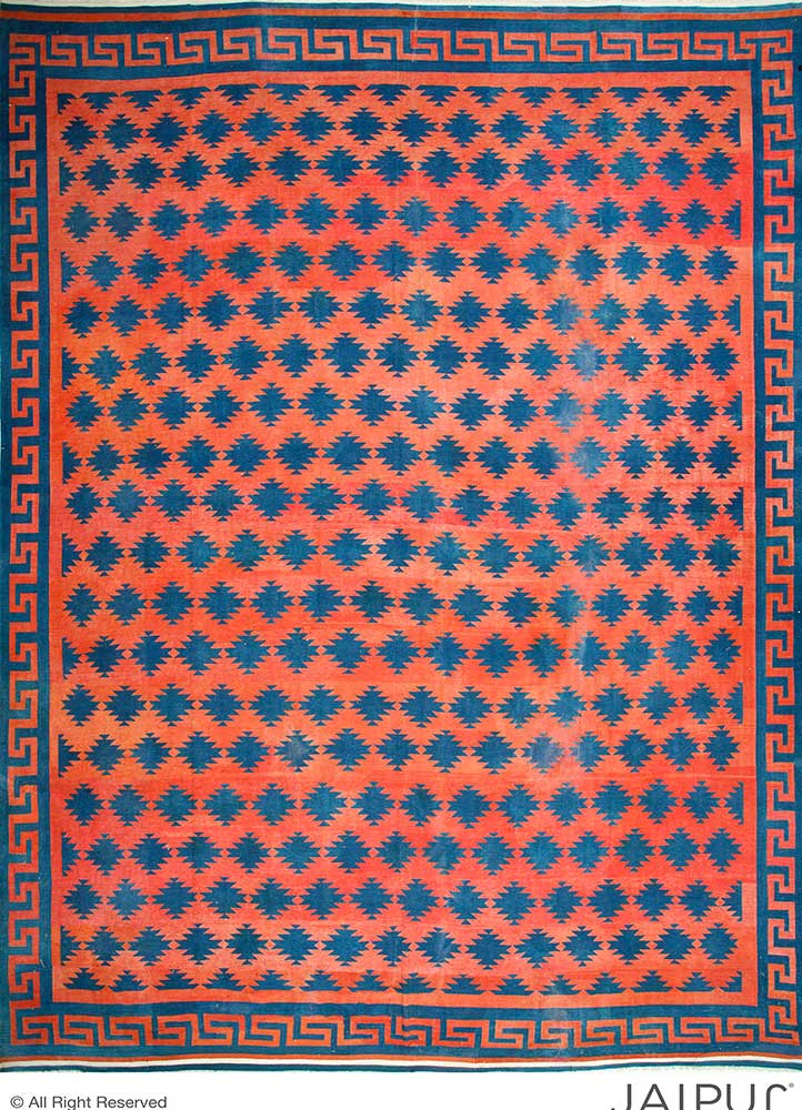 nayaab red and orange cotton Flat Weaves Rug - HeadShot