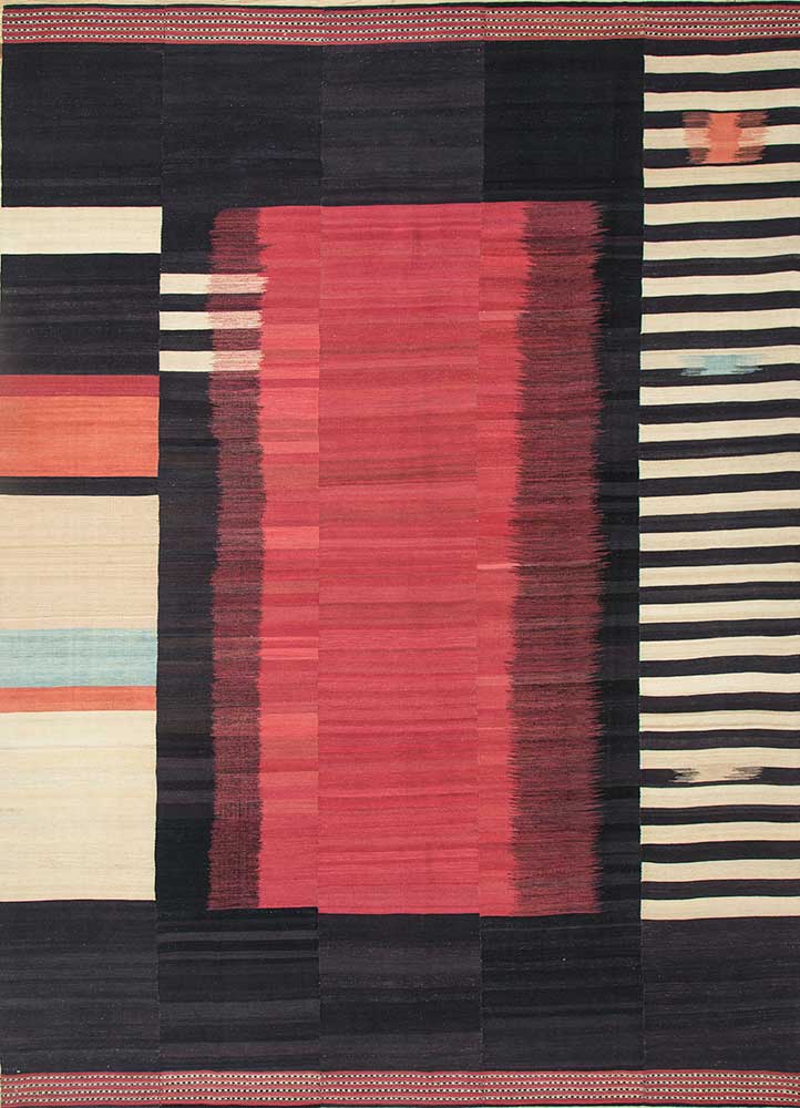 nayaab red and orange cotton Flat Weaves Rug - HeadShot