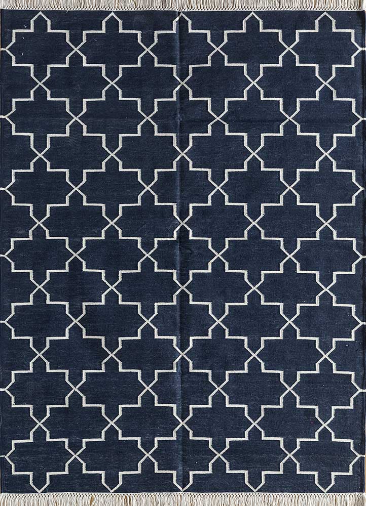  blue cotton Flat Weaves Rug