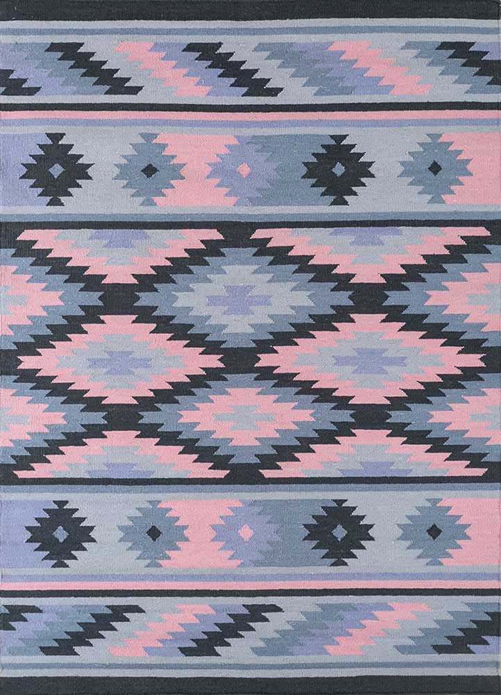 bedouin blue cotton Flat Weaves Rug - HeadShot