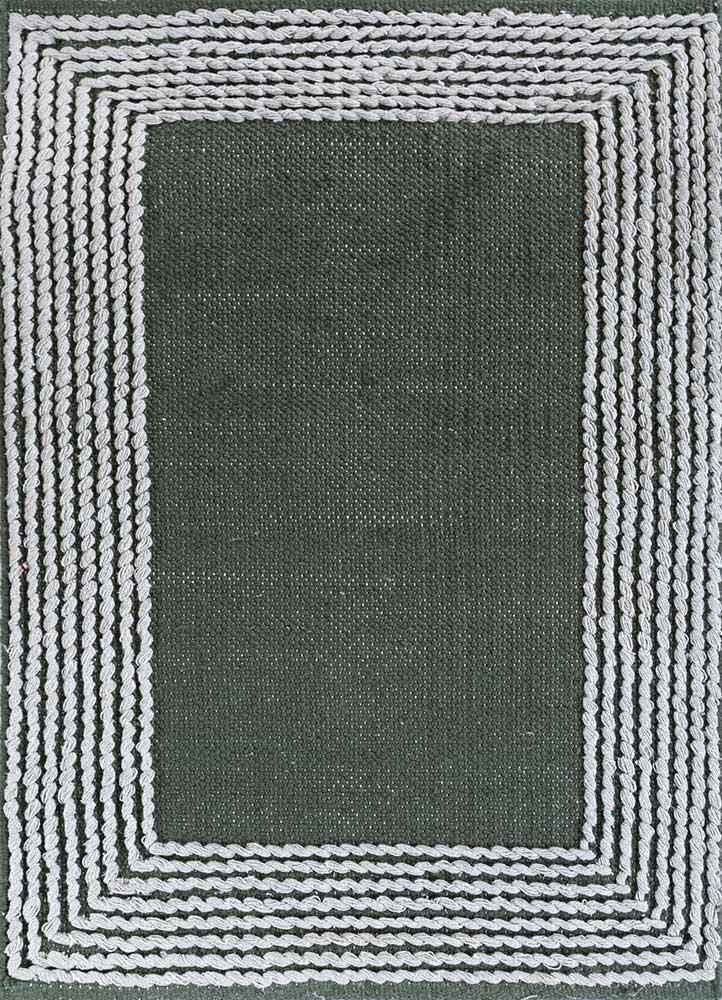 melange by nilaya green cotton Flat Weaves Rug - HeadShot