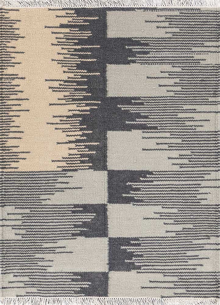 aprezo grey and black wool Flat Weaves Rug - HeadShot