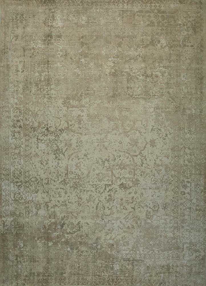 acar beige and brown wool and viscose Hand Loom Rug - HeadShot