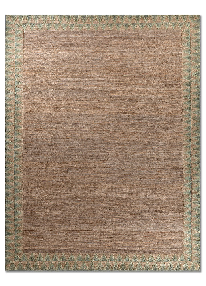  beige and brown jute and hemp Hand Knotted Rug
