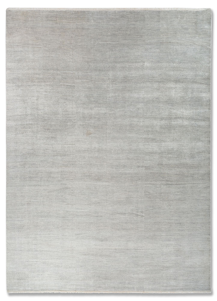 aprezo blue wool and bamboo silk Hand Knotted Rug - HeadShot